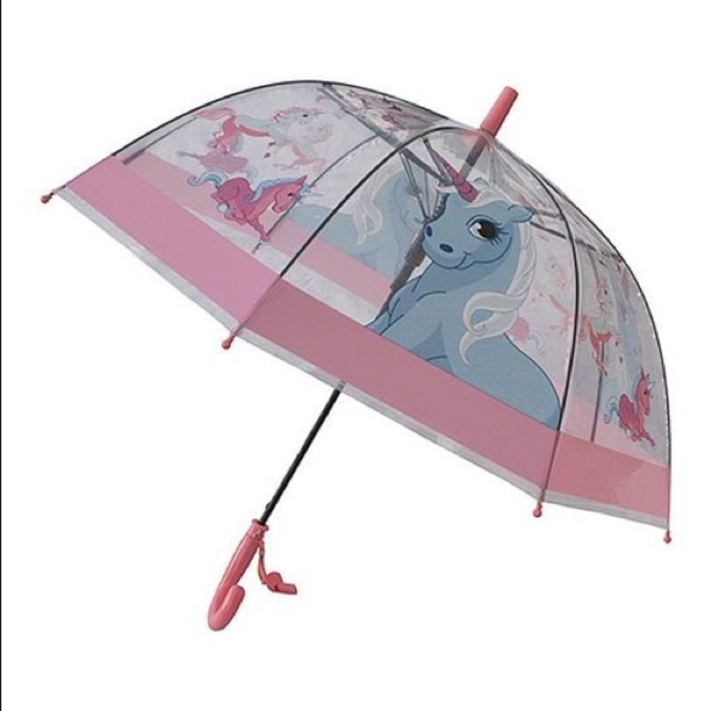 🦄Foxfire Clear Pink Trim Unicorn Whistle Umbrella